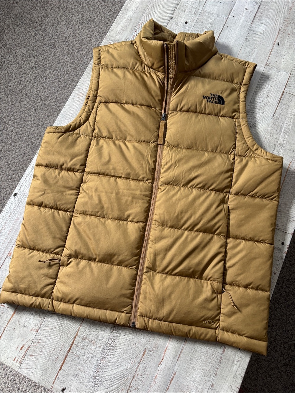 The North Face Men’s Quilted Down Vest in Mustard Brown New Without Tags
